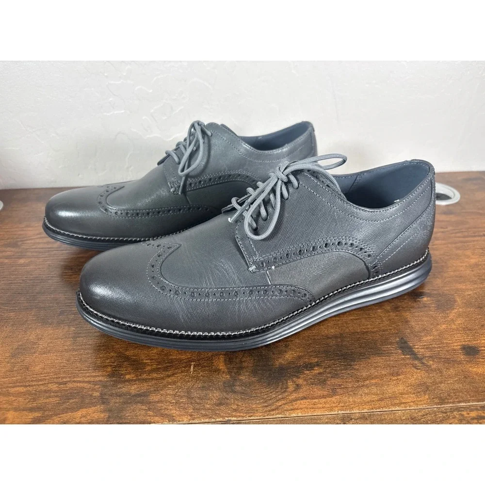 Cole Haan OriginalGrand Wingtip Oxford Mens 10.5M Grey Dress Shoes C38319